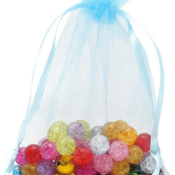 ⭐️5 for 20⭐️ 10 Light Blue Organza Drawstring Bags 3"x4" - Picture 5 of 8